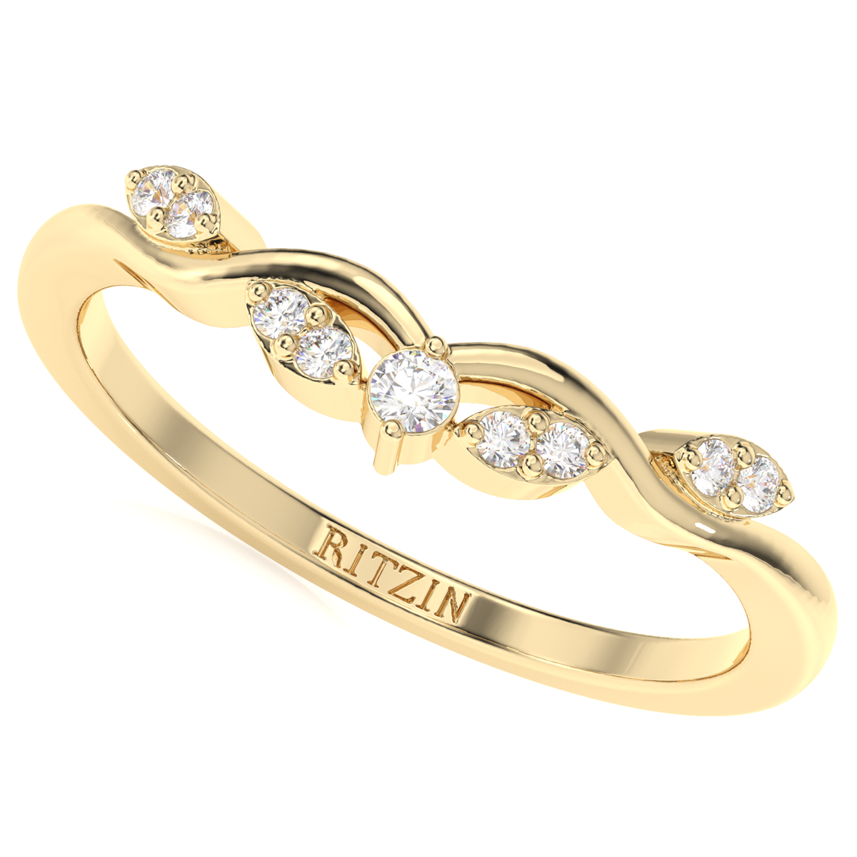 Round Cut 0.35 cttw White Moissanite 18k Yellow Gold Wedding Band For Her