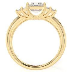 1.25 cttw Asscher And Baguette Cut White Moissanite 14k Yellow Gold 5 Stone Engagement Rings For Women