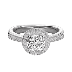 1.30 TCW Round Cut Halo Moissanite Ring for Women