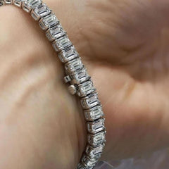 Emerald Cut Moissanite Diamond Tennis Bracelets