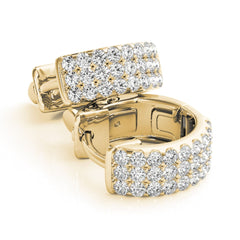1.30MM Round Cut Three Row Style Huggie Hoop Earrings For Women/Her