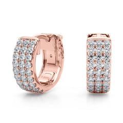 1.30MM Round Cut Three Row Style Huggie Hoop Earrings For Women/Her