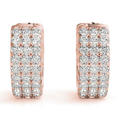 1.30MM Round Cut Three Row Style Huggie Hoop Earrings For Women/Her