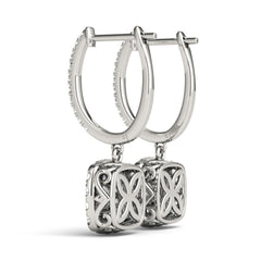 4.00MMRound Cut Halo With Drop Dangle Earring For Women