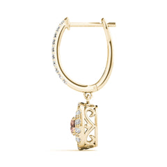 4.00MMRound Cut Halo With Drop Dangle Earring For Women