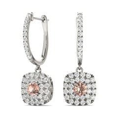 4.00MMRound Cut Halo With Drop Dangle Earring For Women
