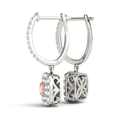 4.00MMRound Cut Halo With Drop Dangle Earring For Women