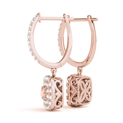 4.00MMRound Cut Halo With Drop Dangle Earring For Women