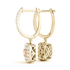 4.00MMRound Cut Halo With Drop Dangle Earring For Women