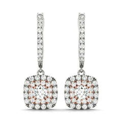 4.00MMRound Cut Halo With Drop Dangle Earring For Women