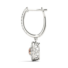 4.00MMRound Cut Halo With Drop Dangle Earring For Women