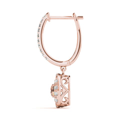 4.00MMRound Cut Halo With Drop Dangle Earring For Women