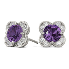 5MMRound Cut Floral Style Earrings For Women