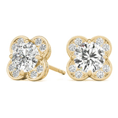 5MMRound Cut Floral Style Earrings For Women