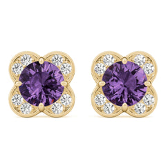 5MMRound Cut Floral Style Earrings For Women