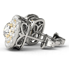 5.0mmRound Cut Double Halo Stud Earrings For Her