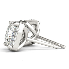 4.00mm Round Cut Halo Style Earrings For Women
