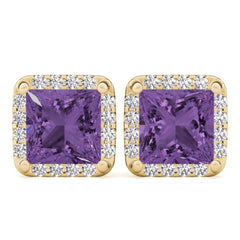 4.00mm Round Cut Halo Style Earrings For Women