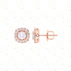 Top view of 0.30 CTW Round Cut Solitaire With Accents Lab Grown Diamond earring, Diamond, Lab Grown Diamond, Solitaire Diamond earring, 0.30 CT Round Cut, Rose Gold earring, best diamond earring