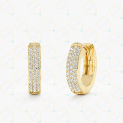 Top view 0.40 CTW Round Cut Hoop Lab Grown Diamond Earrings for Women, yellow Gold