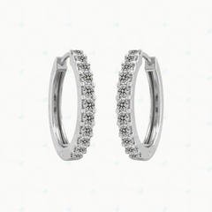 0.70 CTW Round Cut Huggie Hoop Lab Grown Diamond Earrings for Women