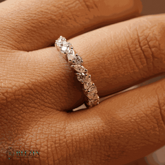 1.26 TCW Marquise and round Moissanite Diamond Half Eternity Wedding Band Women's Promise Ring for Her Girlfriend