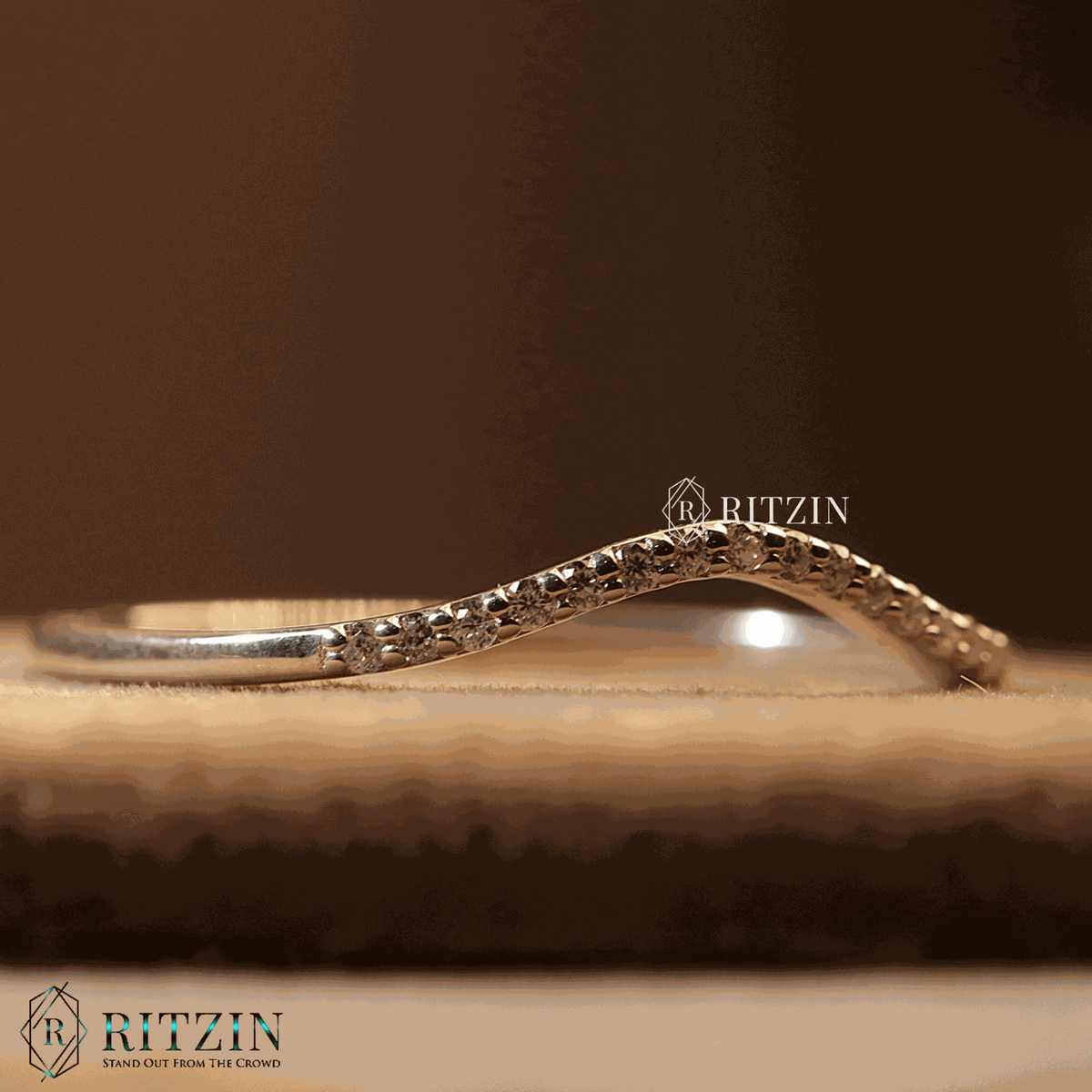 0.1005 TCW Round Cut Moissanite Diamond Half Eternity Wedding Band For Women Promise Band