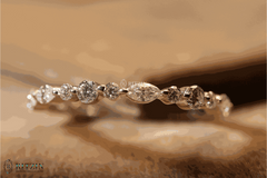 0.72 TCW Marquise and Round Cut Moissanite Diamond Half Eternity Wedding Band For Women