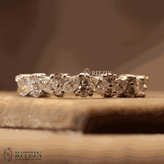 3.52 TCW Marquise and Round Cut Moissanite Diamond Half Eternity Wedding Band For Women