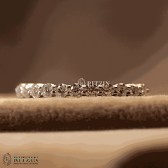 0.33 TCW Round Shape Moissanite Diamond Half Eternity Wedding Band For Women