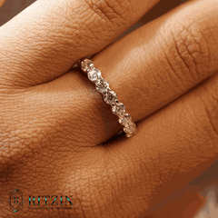 0.99 TCW Round Shape Moissanite Diamond Half Eternity Wedding Band For Women