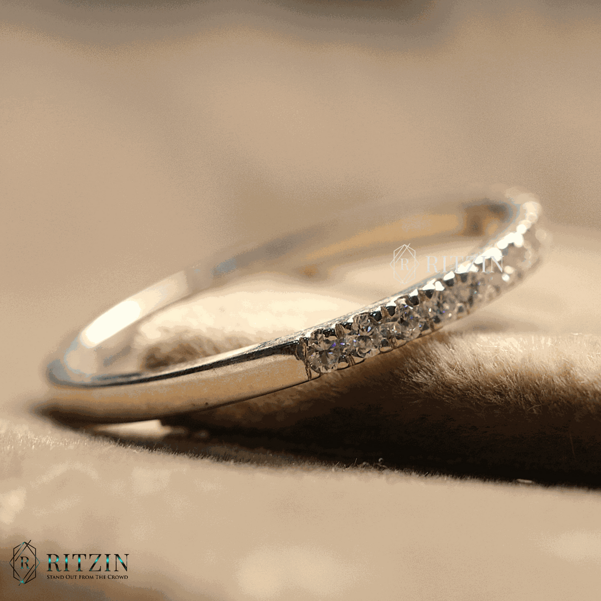 Women's Unique 0.589 TCW round Shape Moissanite Diamond Half Eternity Wedding Band Customizable Gift for Her