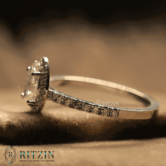 Women's Exclusive 1.00 TCW Pear Shape Moissanite Engagement Ring Halo Style Solitaire with Accent Unique Jewelry Gift for Her