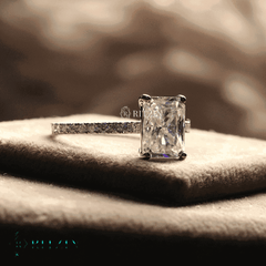 Women's Exclusive 2.00 TCW Radiant Shape Moissanite Solitaire Engagement Ring Unique Jewelry Gift with Accent for Her