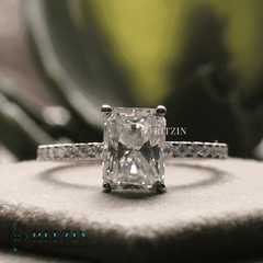 Women's Exclusive 2.00 TCW Radiant Shape Moissanite Solitaire Engagement Ring Unique Jewelry Gift with Accent for Her