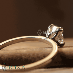 Women's Exclusive 0.46 TCW Round Cut Moissanite Solitaire One Stone Engagement Ring  Unique Jewelry Gift for Her