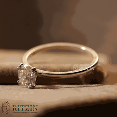 Women's Exclusive 0.46 TCW Round Cut Moissanite Solitaire One Stone Engagement Ring  Unique Jewelry Gift for Her