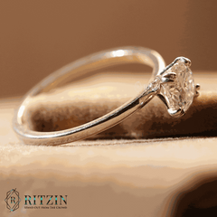 Women's Exclusive 0.46 TCW Round Cut Moissanite Solitaire One Stone Engagement Ring  Unique Jewelry Gift for Her