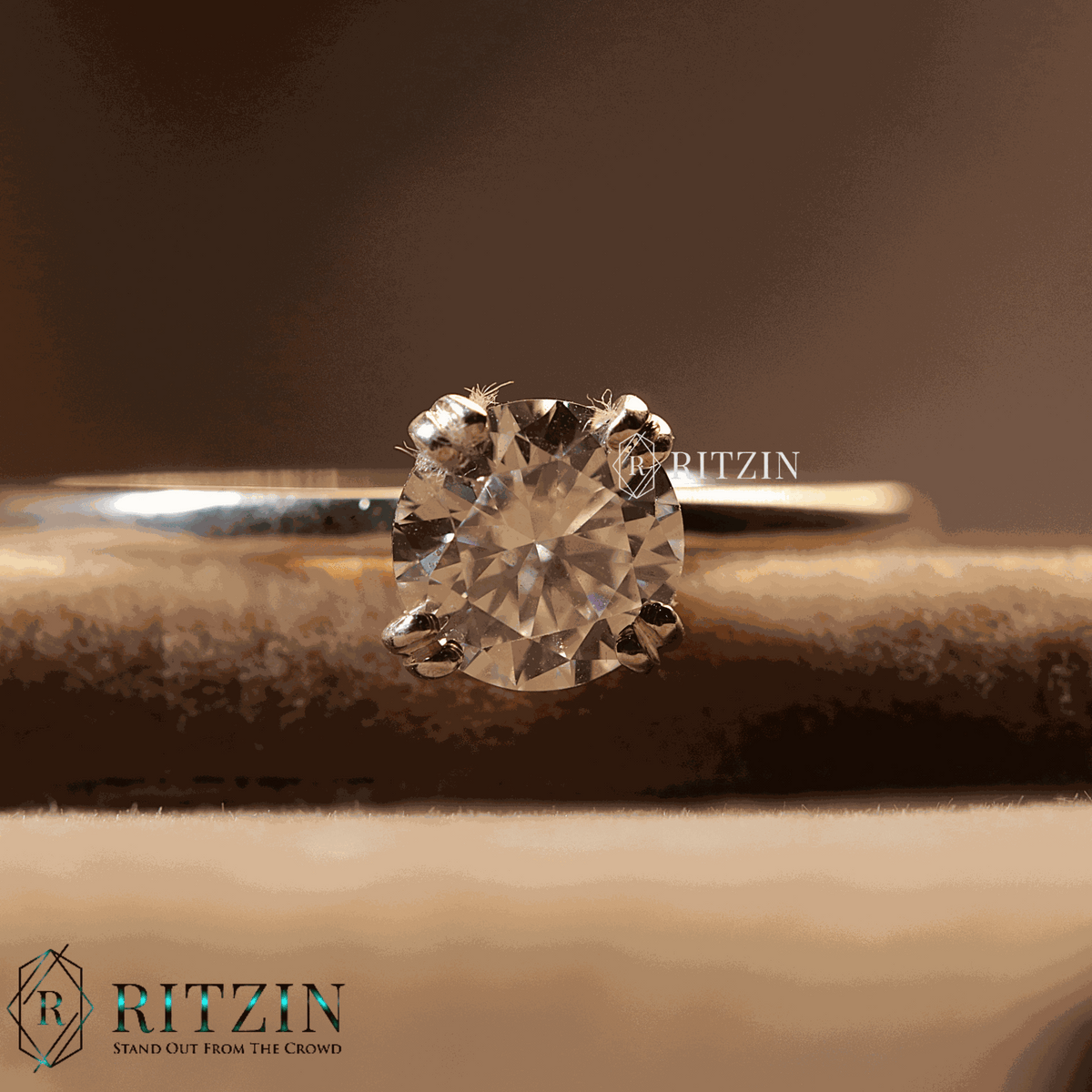 Women's Exclusive 0.46 TCW Round Cut Moissanite Solitaire One Stone Engagement Ring  Unique Jewelry Gift for Her