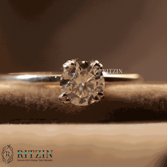 Women's Exclusive 0.46 TCW Round Cut Moissanite Solitaire One Stone Engagement Ring  Unique Jewelry Gift for Her