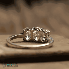 Women's Exclusive 1.62 TCW Oval Shape Three Stone Moissanite Engagement Ring For Women Unique Jewelry Gift for Her