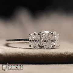 Women's Exclusive 1.62 TCW Oval Shape Three Stone Moissanite Engagement Ring For Women Unique Jewelry Gift for Her