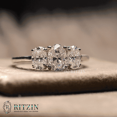 Women's Exclusive 1.62 TCW Oval Shape Three Stone Moissanite Engagement Ring For Women Unique Jewelry Gift for Her