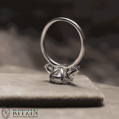 Women's Exclusive 2.36 TCW Moissanite Engagement Ring Unique Oval and Pear Shape Three Stone Jewelry Gift for Her