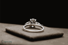 Women's Exclusive 2.36 TCW Moissanite Engagement Ring Unique Oval and Pear Shape Three Stone Jewelry Gift for Her