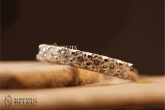 Women's Exclusive 0.72 TCW Moissanite Engagement Ring Brilliant 7 Stone Hidden Halo Style Unique Jewelry Gift for Her