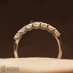 Women's Exclusive 0.72 TCW Moissanite Engagement Ring Brilliant 7 Stone Hidden Halo Style Unique Jewelry Gift for Her