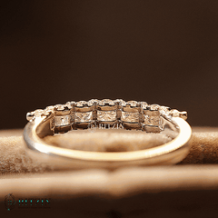 Women's Exclusive 0.72 TCW Moissanite Engagement Ring Brilliant 7 Stone Hidden Halo Style Unique Jewelry Gift for Her