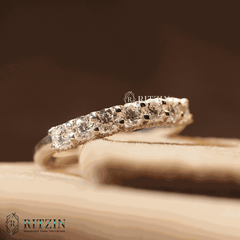 Women's Exclusive 0.72 TCW Moissanite Engagement Ring Brilliant 7 Stone Hidden Halo Style Unique Jewelry Gift for Her
