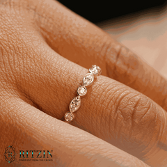 Women's Exclusive 0.42 TCW Moissanite round Brilliant Vintage Anniversary Band Jewelry Gift for Her Women's Moissanite Rings
